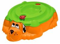 Песочница PalPlay Собачка с крышкой Оранжевый/Зеленый