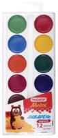 Краски акварельные Пифагор "Медок", 12 цветов, без кисти, пластиковая коробка (191561)