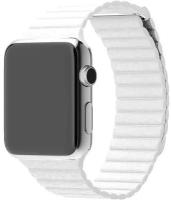 Ремешок для смарт-часов, фитнес-браслета Apple Watch Series 1 2 3 4 SE 5 6 7 8 кожаный магнитный браслет Эпл Вотч 38/40/41 мм, белый