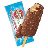 Мороженое Чистая Линия пломбир крем-брюле в шоколадной глазури с арахисом 80 г