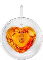 Стеклянная кружка с двойными стенками "Сердце", 250 мл/Стакан "Сердечко" для чая/Чашка для кофе с двойным дном