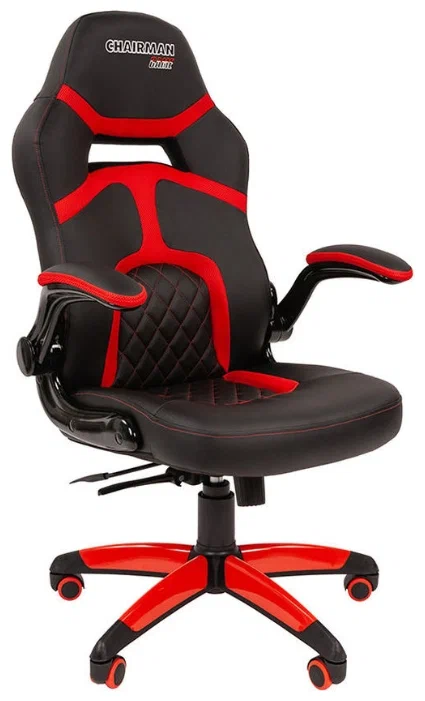 Игровое кресло Chairman Chairman Game 18, обивка: искусственная кожа, цвет: экокожа черная/ткань tw-19 красная
