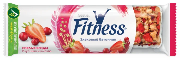 Злаковый батончик Nestle Fitness Спелые ягоды Клубника и клюква, 23.5 г