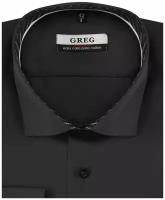 Рубашка мужская длинный рукав GREG 330/111/1427/1p, Прямой силуэт / Сlassic fit, цвет Серый, рост 174-184, размер ворота 43