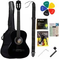 TERRIS TC-038 BK Starter Pack набор начинающего гитариста: классическая гитара черного цвета и ком