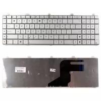 Клавиатура для ноутбука Asus N55, N55S, N75, N75S, X5QS Series. Плоский Enter. Серебристая, без рамки. PN: AENJ5700030.