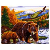 Картина по номерам на холсте 40х50 см, "Медведи"