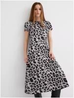 Платье приталенное YULIA'SWAY миди с короткими рукавами леопард Серый XXL