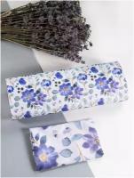 Футляр для очков женский чехол на магните с голубыми цветочками очечник