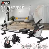 Гребной тренажер для дома аэромагнитный Alpin POWER RM-350 кардио домашний для похудения и фитнеса/ тренировки для всего тела