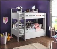 Двухъярусная кровать Gaius СБ-2965 с основанием и с выдвижным ящиком, в спальню, в детскую, в дом, на дачу, Белый 210х189х128 см