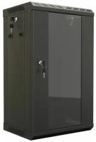 Шкаф настенный Hyperline TDB-9U-GP-RAL9004 10', 9U, 499,5х390х300, со стеклянной дверью, открывающиеся стенки, возможность установки вентилятора