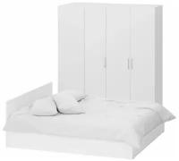 Гарнитур спальный белый № 2 Стандарт с кроватью 1800, цвет белый, спальное место 1800х2000 мм, без матраса, основание есть