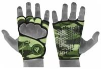 Перчатки фитнес и бодибилдинг RDX R2 WEIGHTLIFTING GRIPS текстиль зеленый цвет зеленый размер L