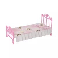 Кроватка для кукол с постельным бельем (розовая)