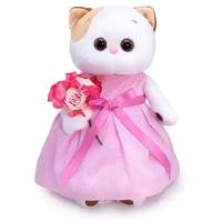 Мягкая игрушка Basik&Co Кошка Ли-Ли в розовом платье с букетом 27 см