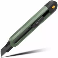 Технический нож "Home Series Green" Deli HT4018L (сегментированное черное лезвие 18мм, эксклюзивный дизайн, корпус из софттач пластика)