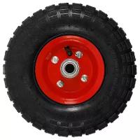 Колесо для тачки разборное UYUT 4.10/3.50-4, пневматическое, колесо D 260 мм., вн. подшипник D 16 мм., симметричное, красное
