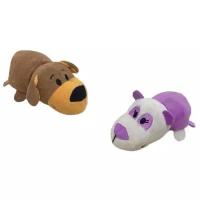 Мягкая игрушка 1 TOY Вывернушка Коричневая собачка-Фиолетовая панда 12 см