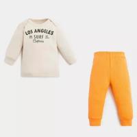 Комплект: джемпер и брюки Крошка Я NY, рост 74-80 см, бежевый/оранжевый