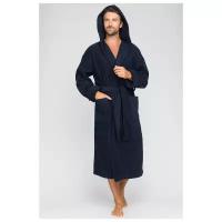 Мужской махровый халат с капюшоном Sport&Style (Е 903) размер L (50-52), темно-синий