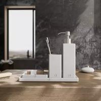 Набор аксессуаров для ванной комнаты "Oxford" арт бетон белый, 4 предмета: дозатор, стакан, мыльница, поднос