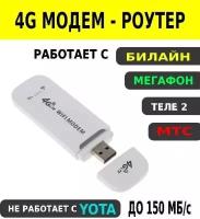 USB Модем 4g LTE роутер до 150 мб/с Мегафон/Билайн/МТС/ Yota не работает с Теле2