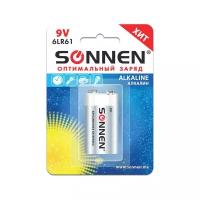 Батарейка SONNEN Alkaline Крона 6LR61 оптимальный заряд