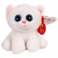 Мягкая игрушка ABtoys Котёнок белый с голубыми глазами, 15 см, белый