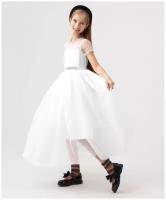 Платье нарядное с пышной юбкой белое Button Blue для девочек, размер 140, модель 222BBGP25010200