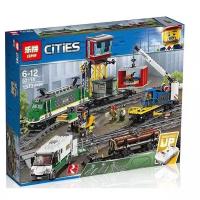 Электромеханический конструктор Lepin Cities 02118 Товарный поезд