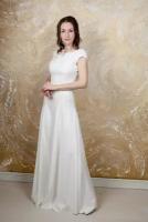 Классическое длинное белое свадебное платье в пол с юбкой годе в стиле минимализма. Размер 42-176