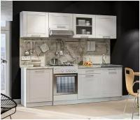 Кухонный гарнитур столплит Натали 240 см, ЛДСП, Белый/ МДФ Онденс, со столешницей БазальтR5