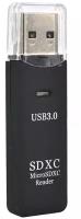 Картридер GSMIN AZ1 для флеш-накопителей (USB 3.0, SD / Micro SD) (Черный)