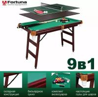 Бильярдный стол Фортуна / Fortuna 4 фута пул 9в1 с комплектом аксессуаров 124х62х79см, 1 шт