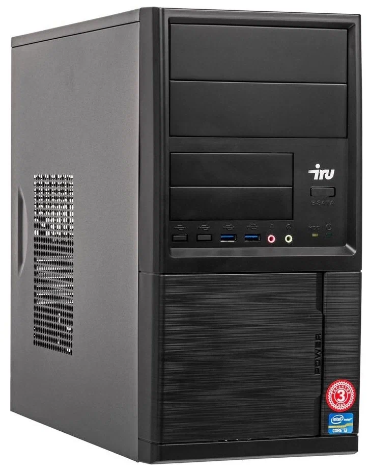 Настольный компьютер iRu Office 313 MT (1175798) Mini-Tower/Intel Core i3-9100F/8 ГБ/480 ГБ SSD/NVIDIA GeForce GT 710/Windows 10 Home