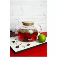 Чайник заварочный стеклянный BAMBOO, PROFFI KITCHEN PKT0249 с фильтром пружиной, 800 мл