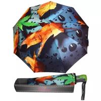 Зонт женский автомат, зонтик взрослый складной антиветер 1003/черный,оранжевый