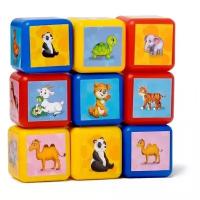 Набор цветных кубиков «Животные», 4 х 4 см, по методике Монтессори