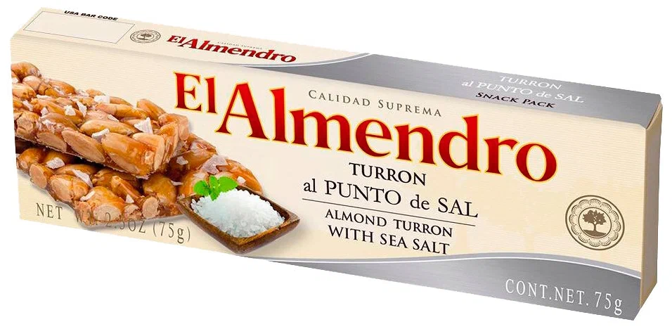 Нуга El Almendro Туррон хрустящий миндальный с морской солью