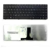 Клавиатура для ноутбука Asus K84, N43, P43E Series. Плоский Enter. Черная, без рамки. PN: 9Z.N6USU.00R