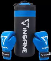 Набор для бокса INSANE FIGHT, черный/синий, 39х16 см, 1,7 кг, 4 oz
