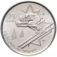 Монета номиналом 25 центов, Канада, 2007, "Ванкувер 2010 - горные лыжи"