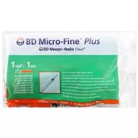 Шприц инсулиновый BD Micro-Fine Plus U-100 трехкомпонентный 30G (0.3 мм х 8 мм), 1 мл, 10 шт.
