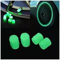 Колесные колпачки на ниппель автомобильные светящиеся MejiCar Luminous Green 4 шт