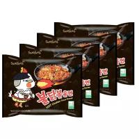 Лапша быстрого приготовления Hot Chicken острая курица Samyang, пачка 140 г х 4 шт