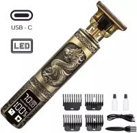 Триммер дракон для бороды и усов с LED-дисплеем LFQ-666-37, золотой
