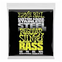 Струны 4-струнной для бас-гитары Ernie Ball 2842 Stainless Steel Bass Regular Slinky (50-70-85-105)