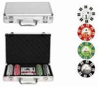 Покерный набор Royal Flush, 200 фишек, 11,5 г, с номиналом, в алюминиевом чемодане, Китай