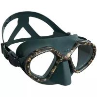 Подтвержденная маска для подводной охоты с двойным иллюминатором SPF 500 темно-зеленая SUBEA X Декатлон